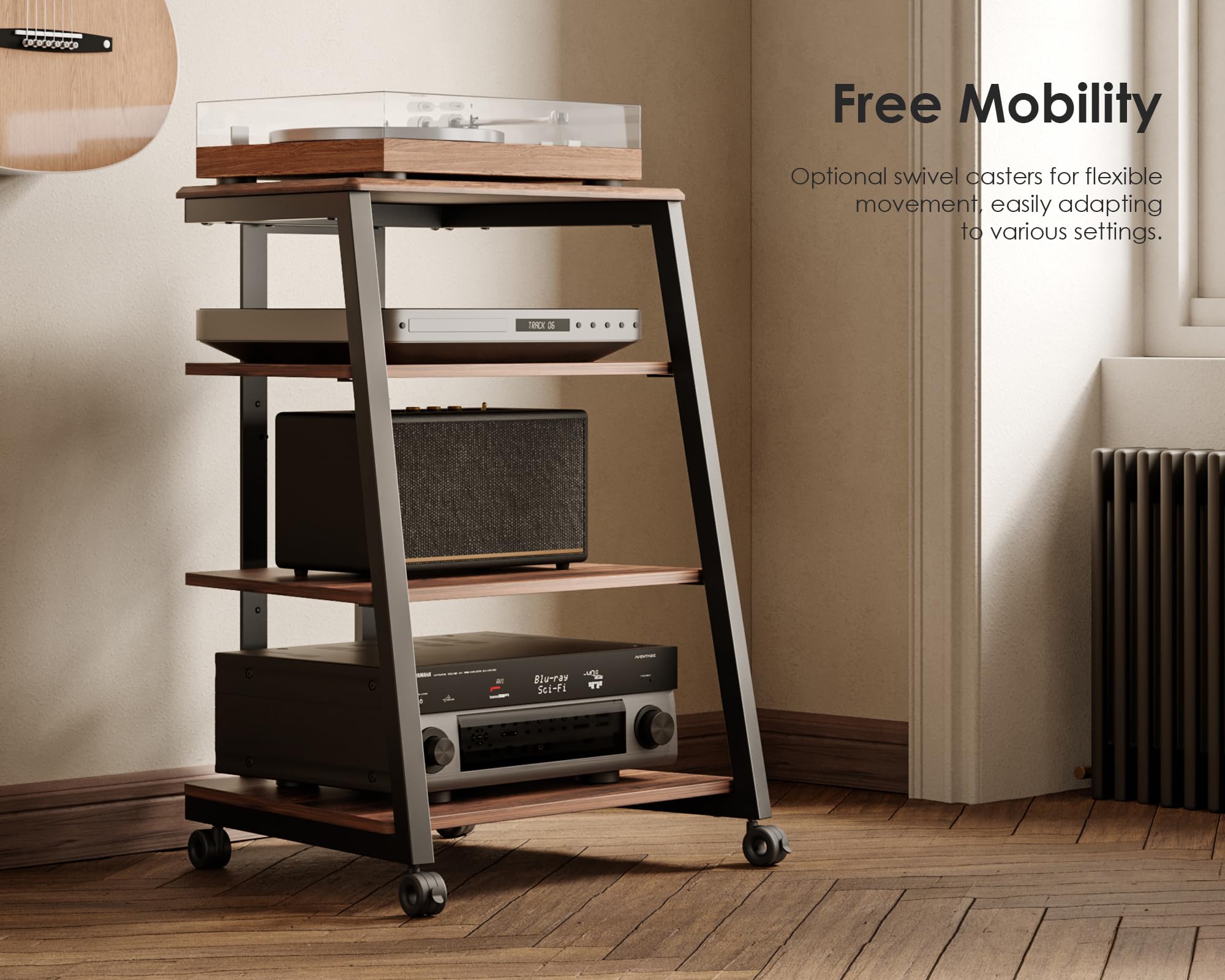 FITUEYES Design 4-Tier AV Media Stand Corner Shelf for Record